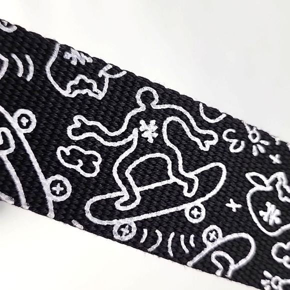 Zoo York Doodle Zoo Black White Cartoon Graphic Web Belt Adjustable Size L/XL - Picture 7 of 9